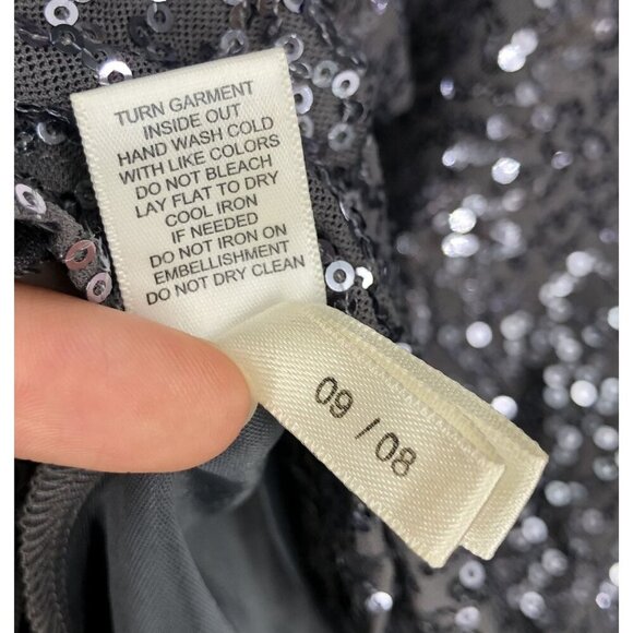 Express Women's Sequin Racerback Tank Top XS Gray Going Out Top Satin Straps Y2k - Picture 5 of 8